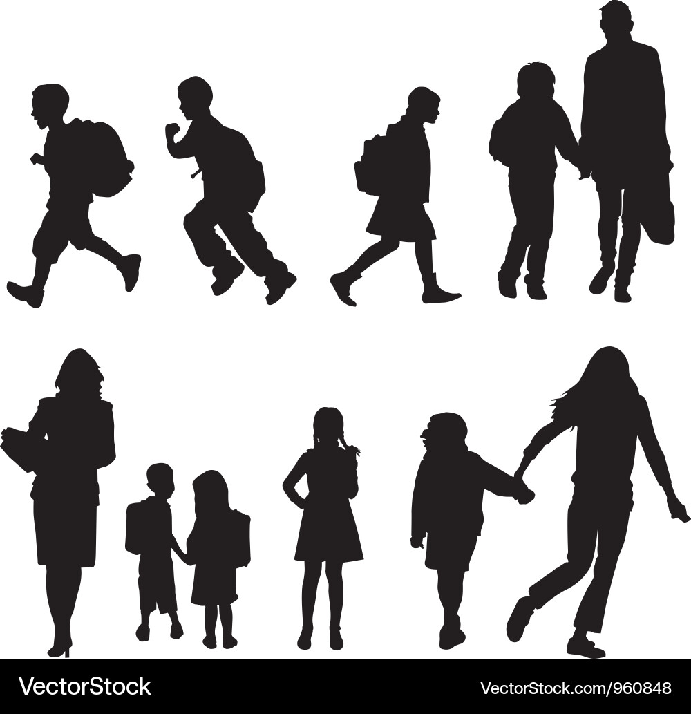 School Silhouettes vector image