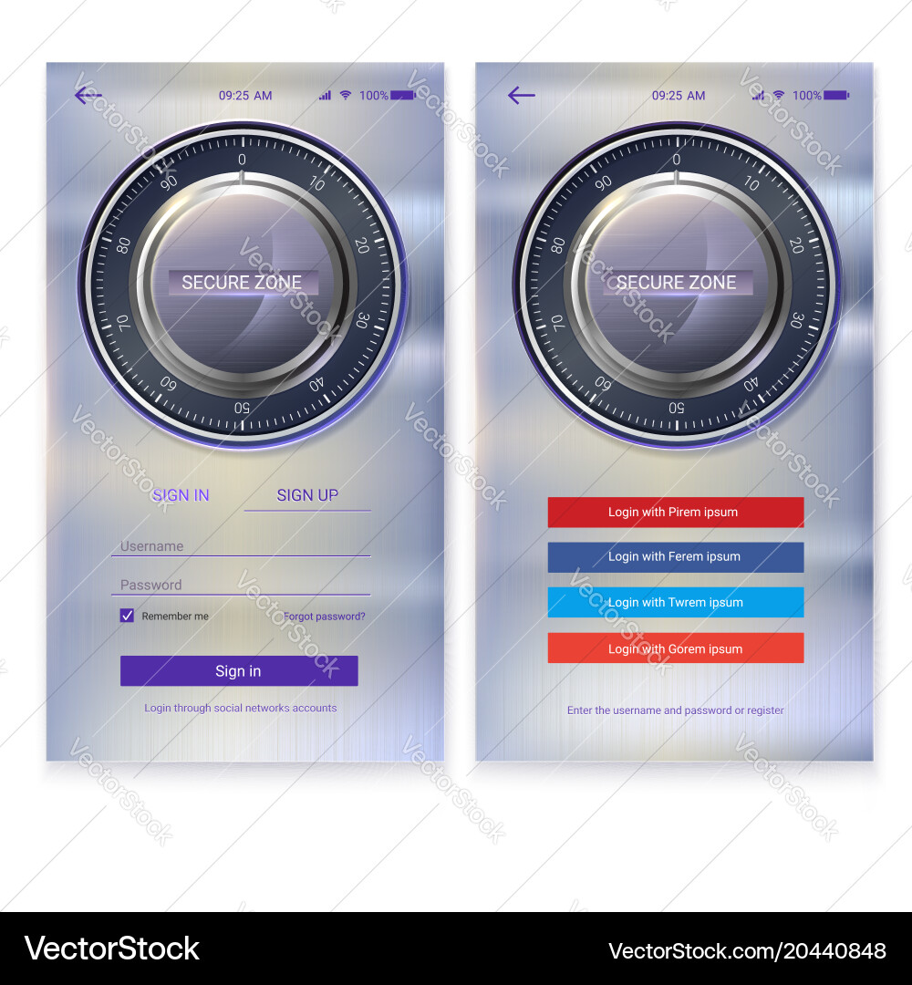 Security application ui design on metal background vector image