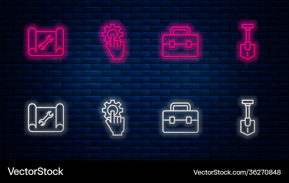 Set line settings in hand toolbox graphing vector image