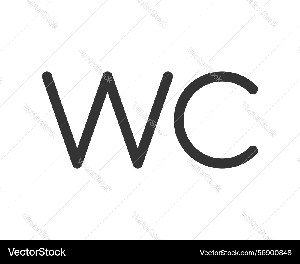Simple modern of wc in bold sansserif font Simple modern of wc in bold sansserif font vector image