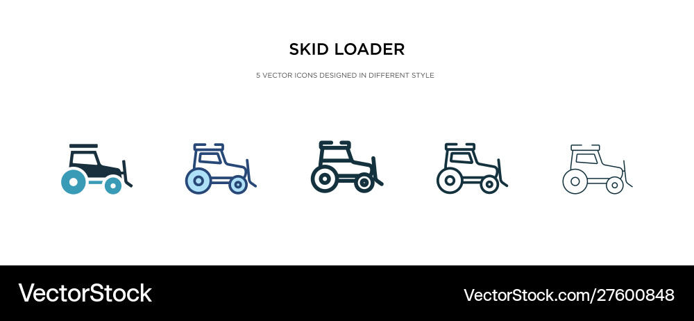 Skid loader icon in different style two colored Skid loader icon in different style two colored vector image