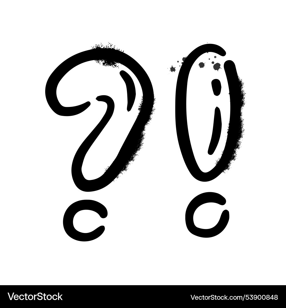 Ausruf Der Verwunderung Mit 4 Buchstaben Sprüh Graffiti-Ausruf und Fragezeichen Lizenzfreier Vektor