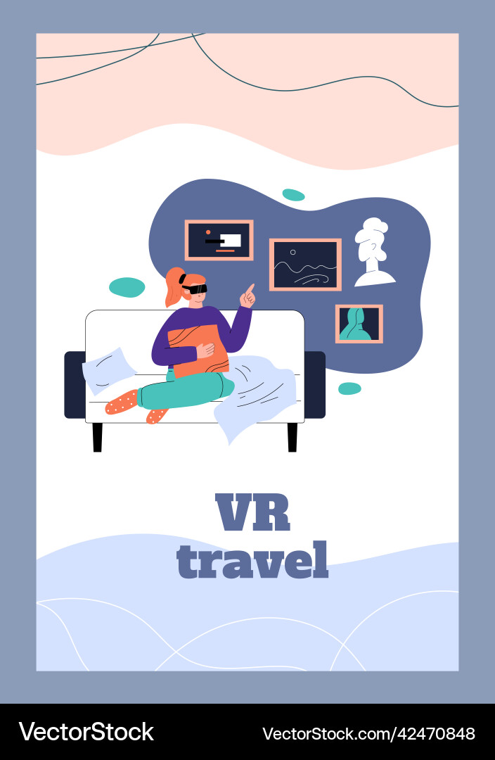 Vr travel simulation app banner or poster template Vr travel simulation app banner or poster template vector image