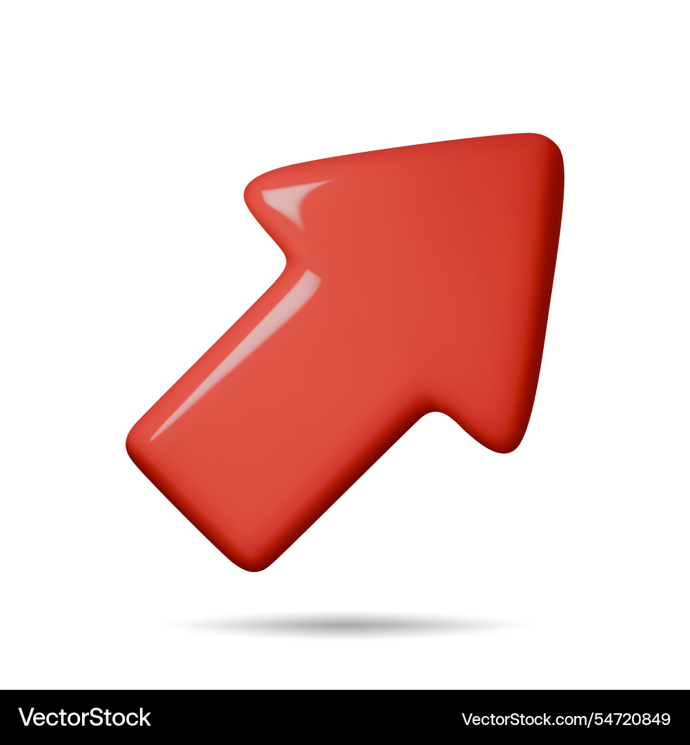 3d arrow pointing up and sideways red color 3d arrow pointing up and sideways red color vector image