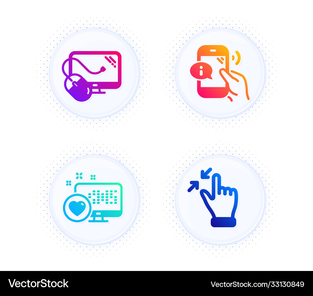 Call center computer mouse and heart icons set Call center computer mouse and heart icons set Vector Image