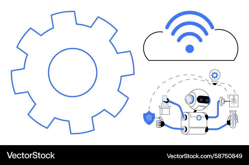 Cloud Automation & Robotics Vector Image