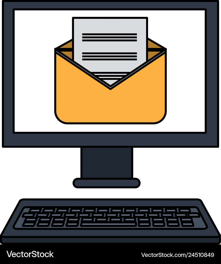 Computer desktop with envelope Computer desktop with envelope vector image