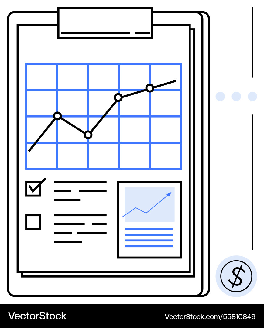 Data analysis report with chart and checklist Data analysis report with chart and checklist Vector Image