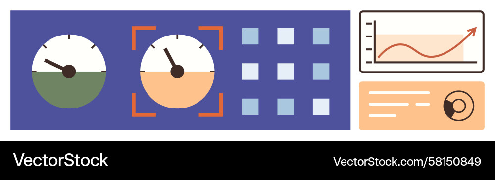 Data Monitoring Dashboard with Gauges Vector Image