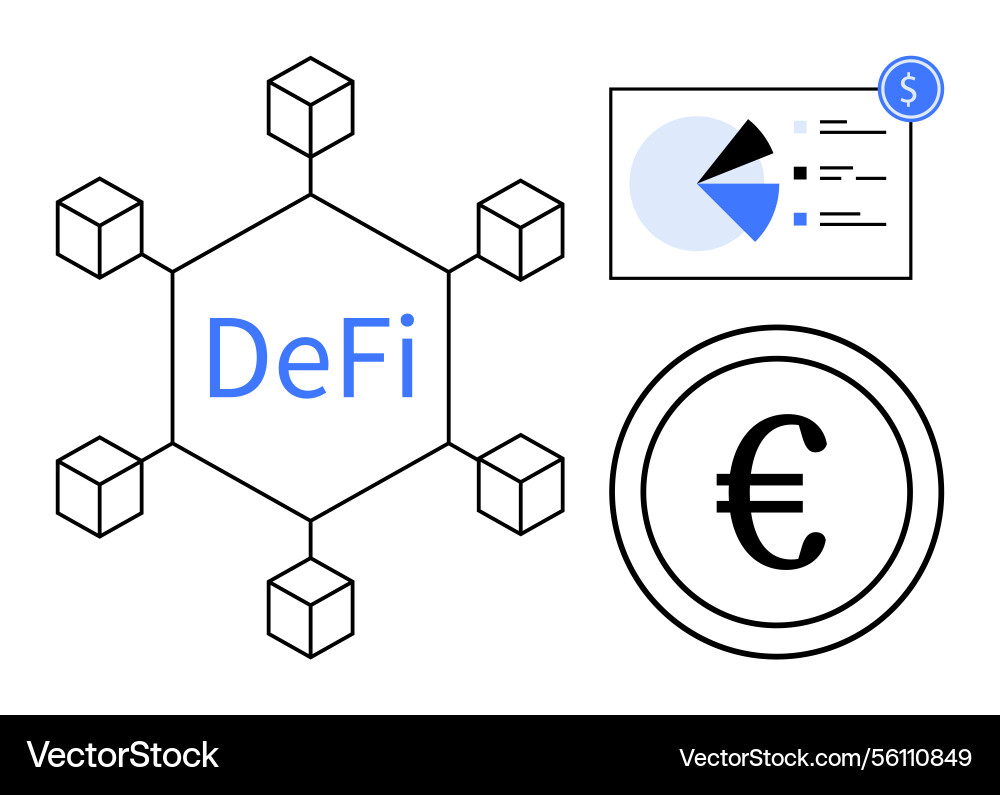 Decentralized finance network with blockchain Decentralized finance network with blockchain vector image