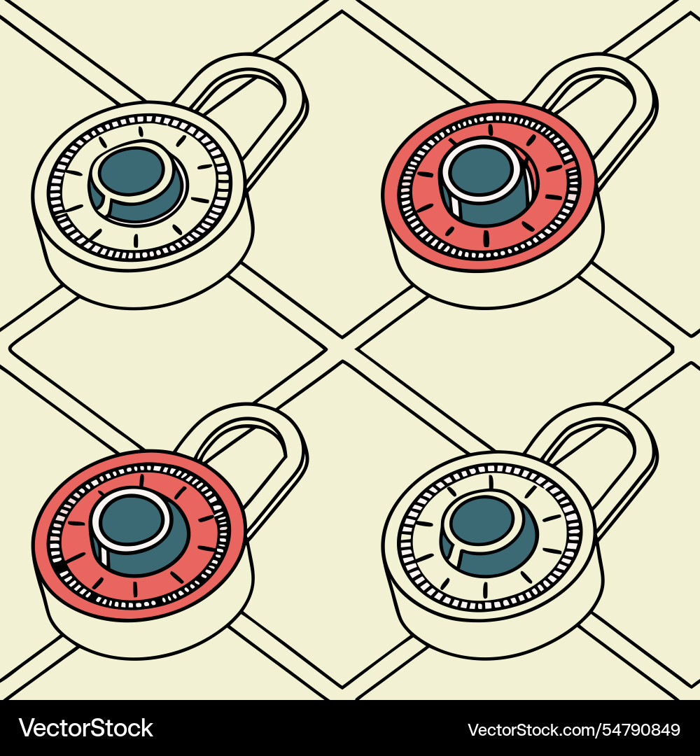 Digital padlocks in seamless grids secure pattern Vector Image