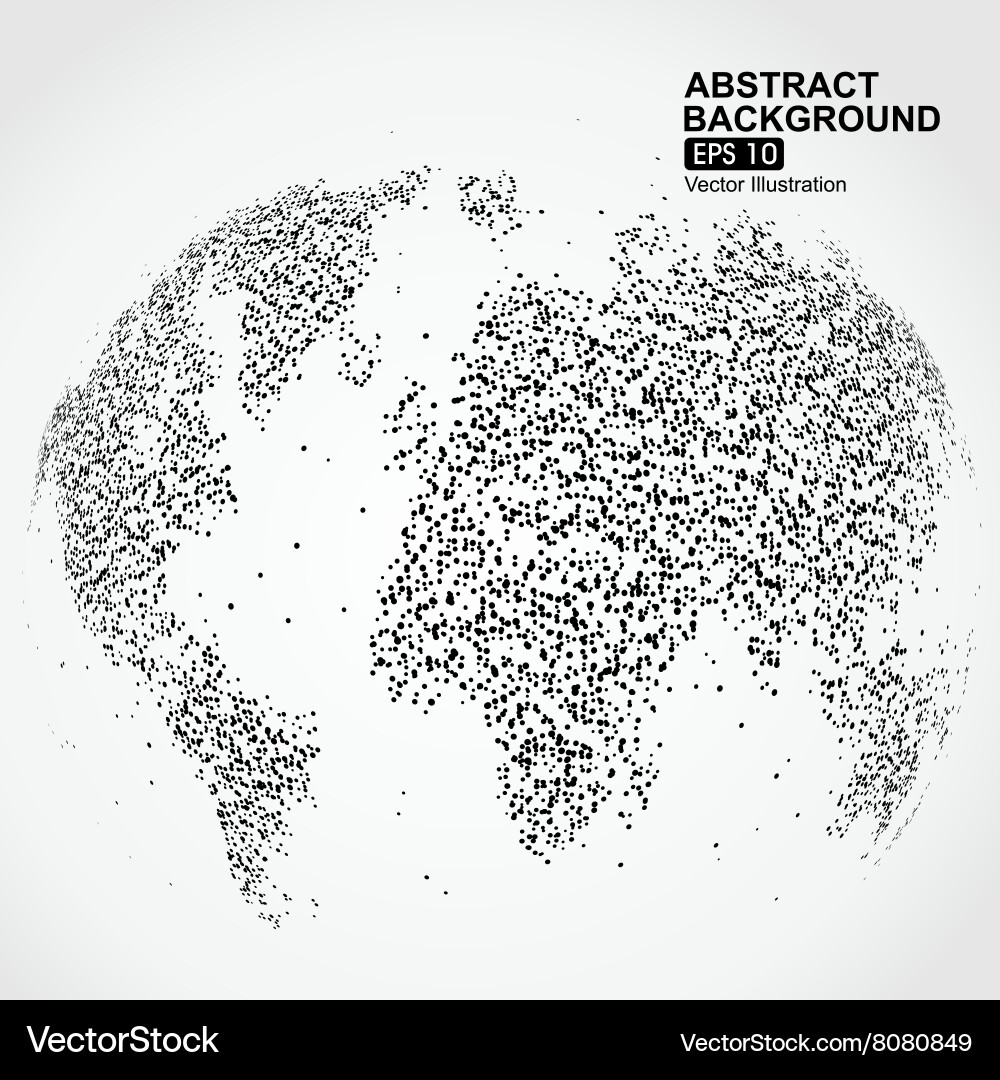 Dots three-dimensional map of the world abstract Vector Image