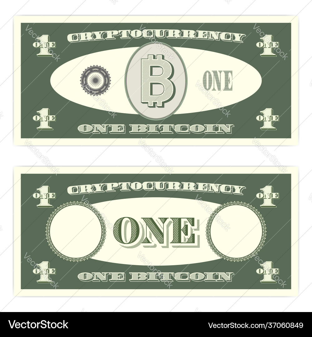 Fictional paper money cryptocurrency 1 bitcoin – Royalty-Free Vector |  VectorStock