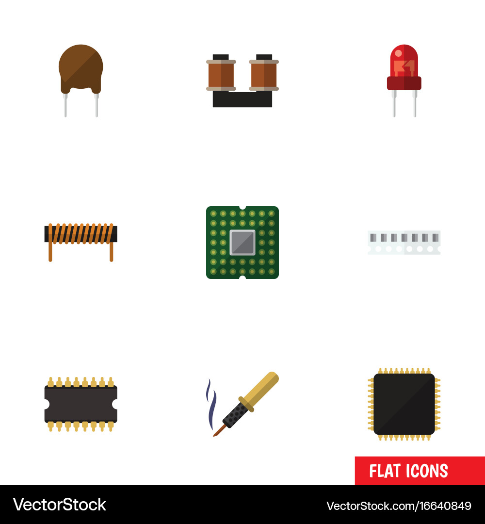 Flat icon electronics set of microprocessor Flat icon electronics set of microprocessor vector image