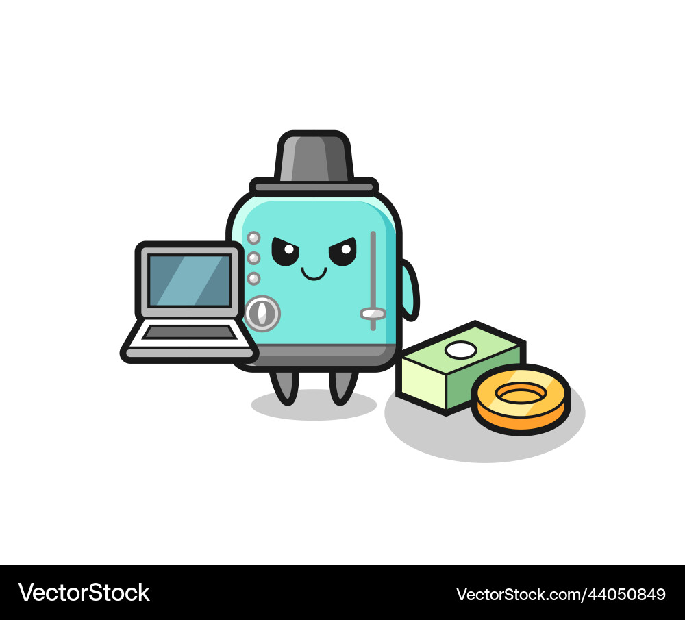 Mascot of toaster as a hacker Mascot of toaster as a hacker vector image