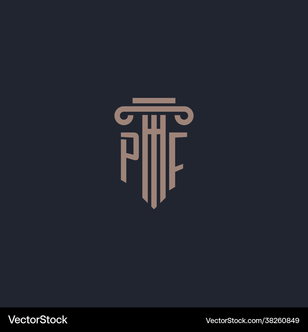 Pf initial logo monogram with pillar style design Vector Image