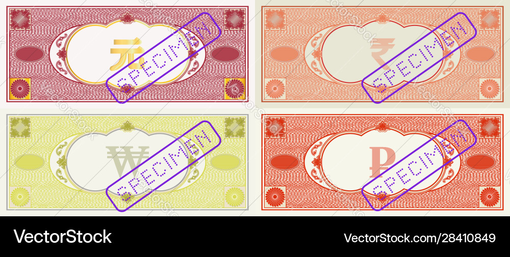 Sample banknotes without face value with signs vector image