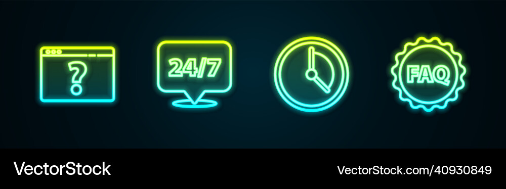 Set line browser with question mark clock 24 Set line browser with question mark clock 24 vector image