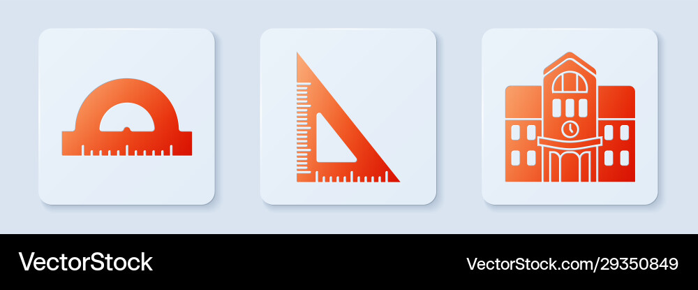 Set triangular ruler protractor grid Vector Image