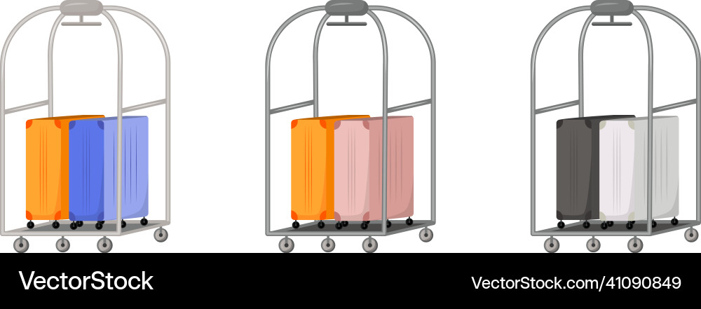 Suitcase delivery flat color object set Suitcase delivery flat color object set vector image