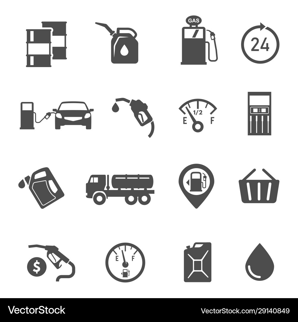 Tankstelle Icons - Betankung und Ausrüstung Vektorbild