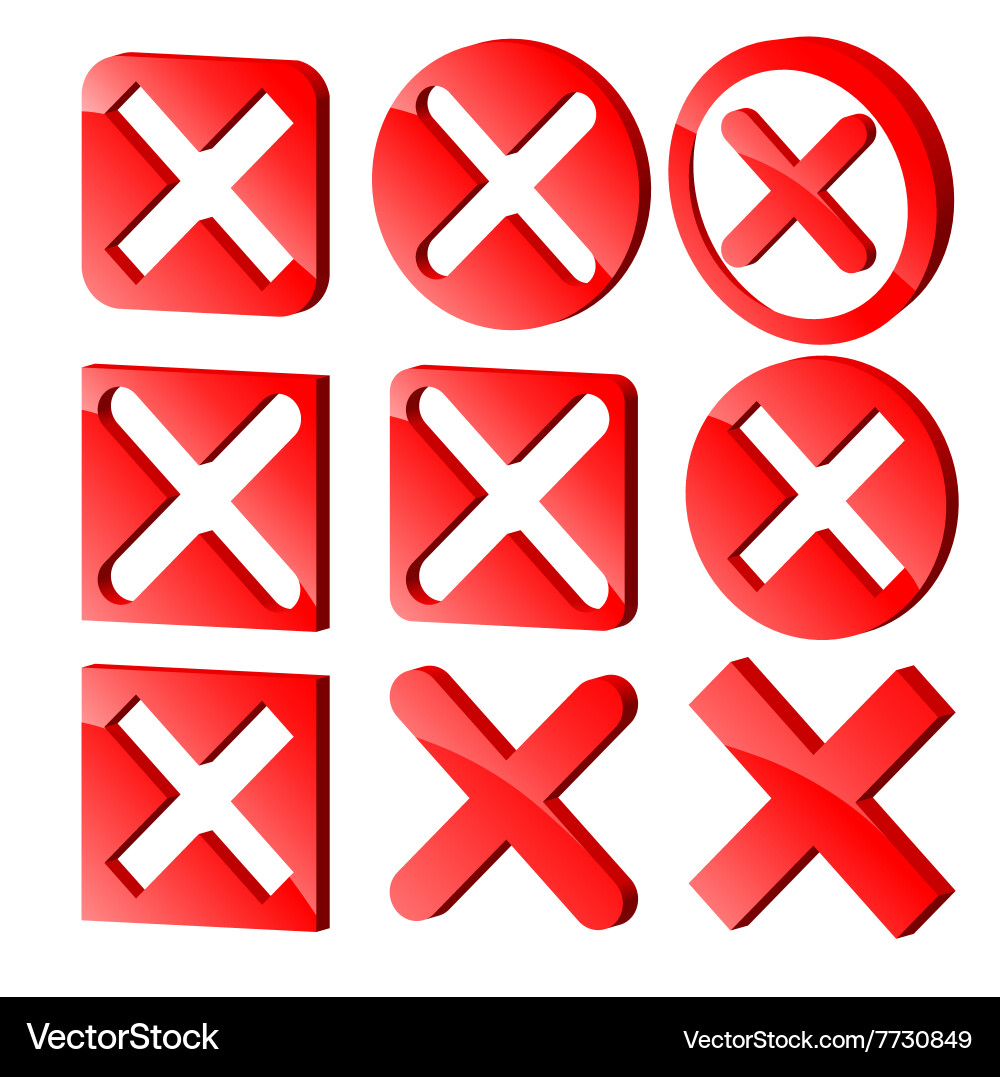 Various three dimensional x marks 3d cross Vector Image