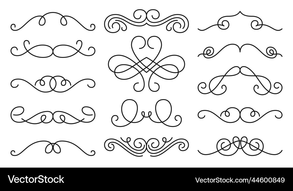 Vintage Swirl Flourish Ornament Set Vector Image