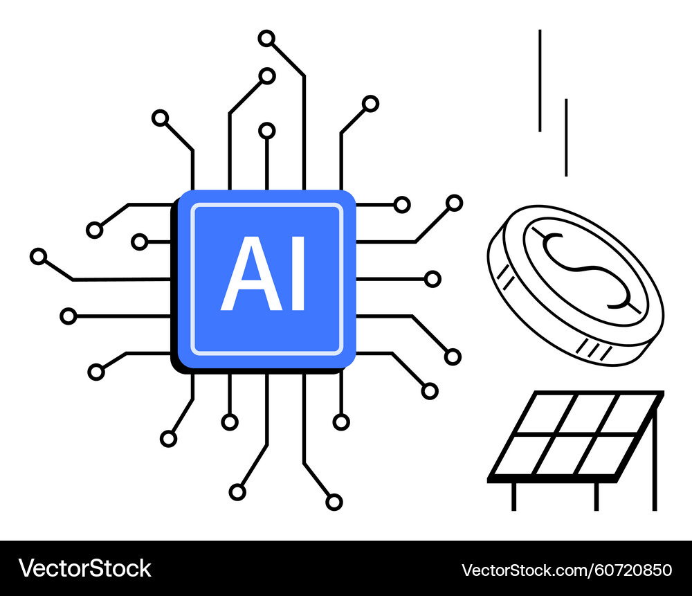AI Chip with Solar & Crypto – Royalty-Free Vector | VectorStock