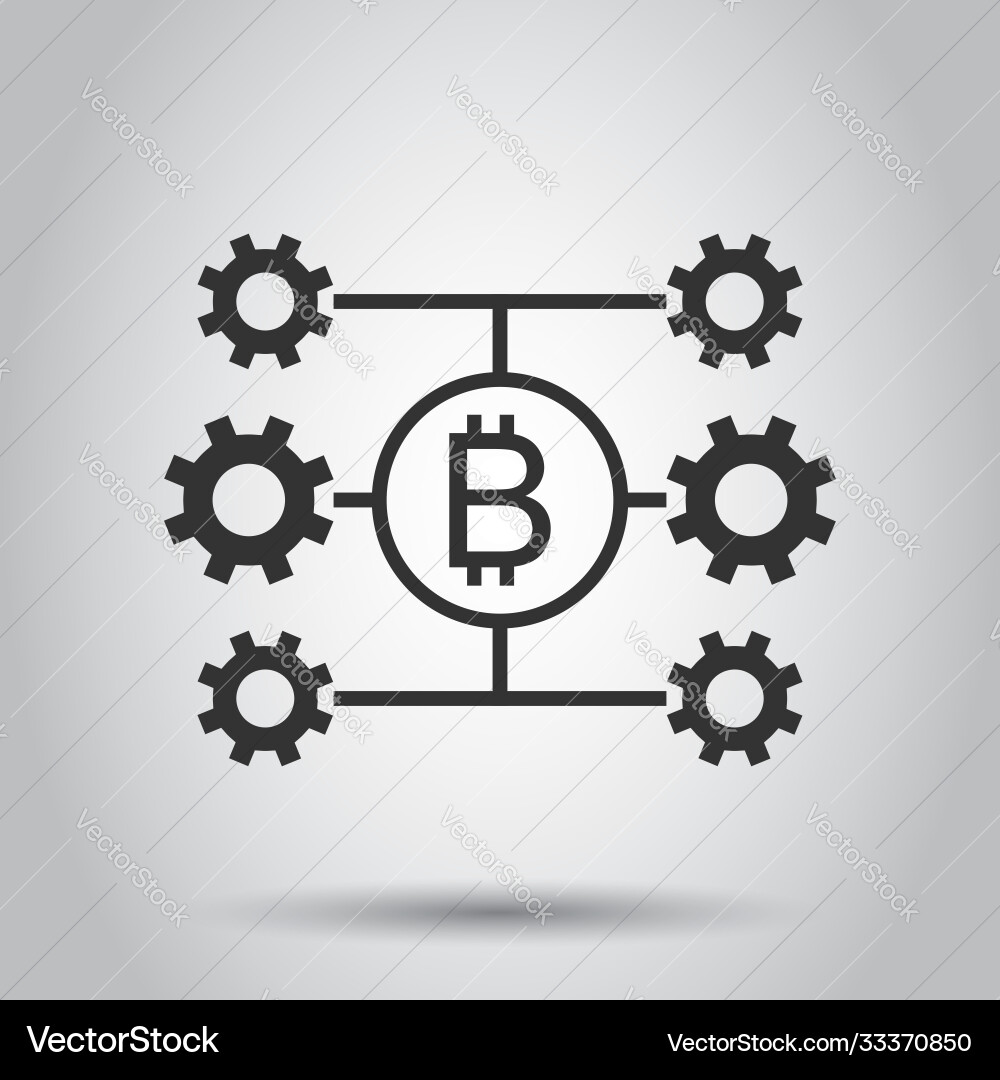 Bitcoin icon in flat style blockchain on white Bitcoin icon in flat style blockchain on white vector image