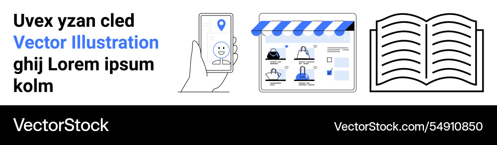 Browsing online store with mobile location Browsing online store with mobile location vector image