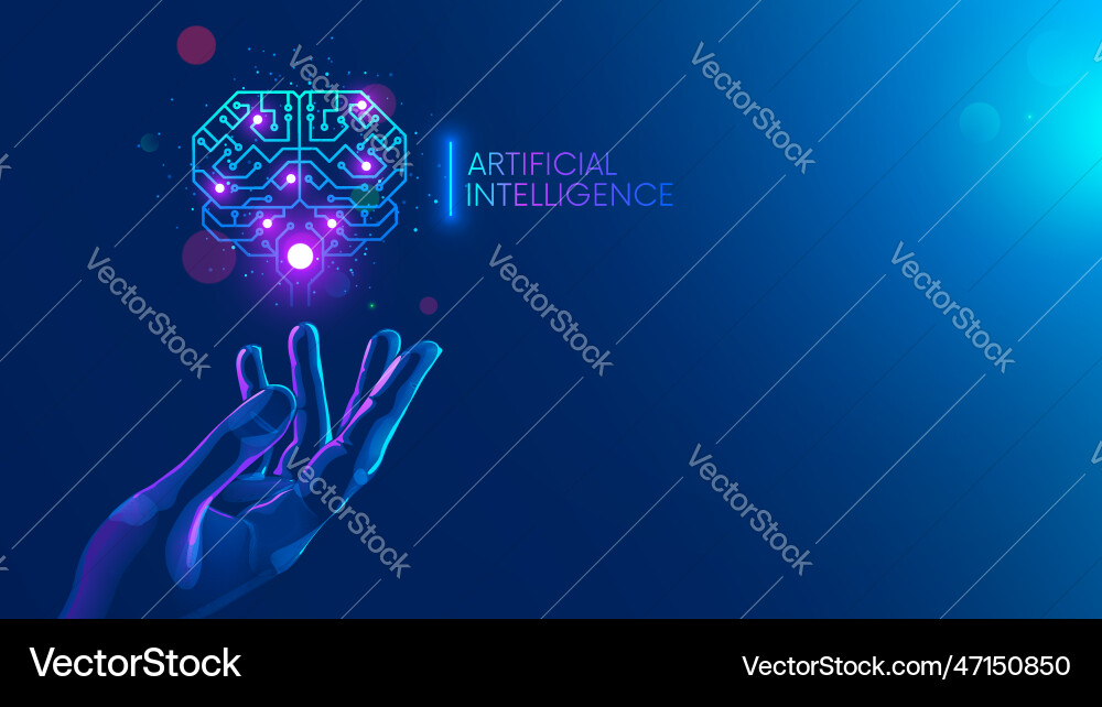 Circuit board in shape electronic brain with gyrus Vector Image
