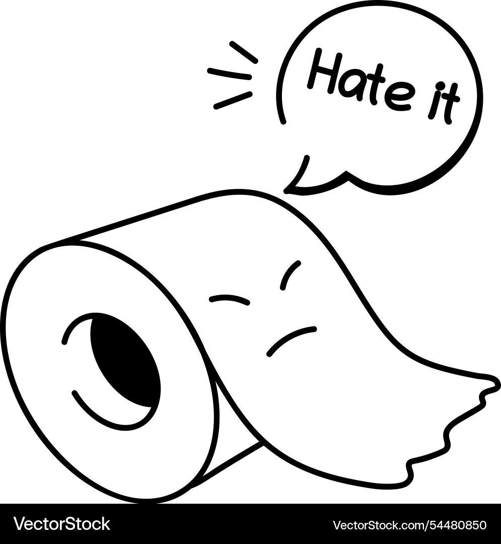 Doodle style icon of tissue roll with hate it text Vector Image
