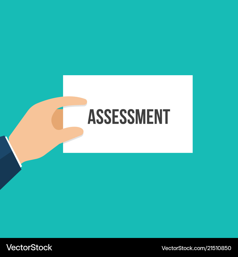 Man showing paper assessment text Man showing paper assessment text vector image