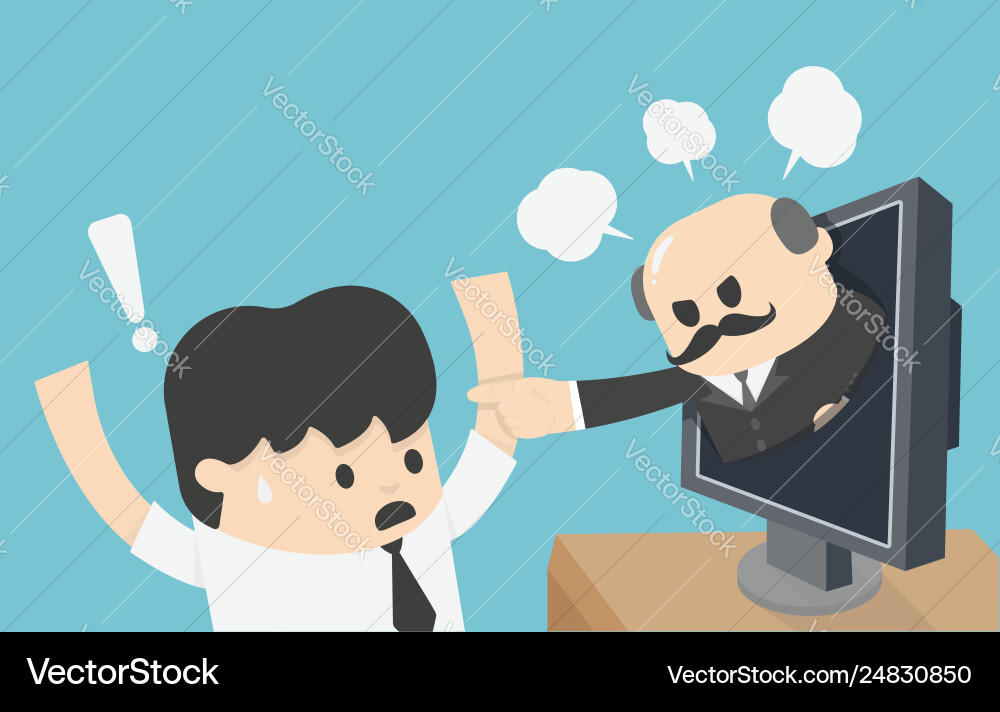 Man working hard and he is afraid a yelling Vector Image