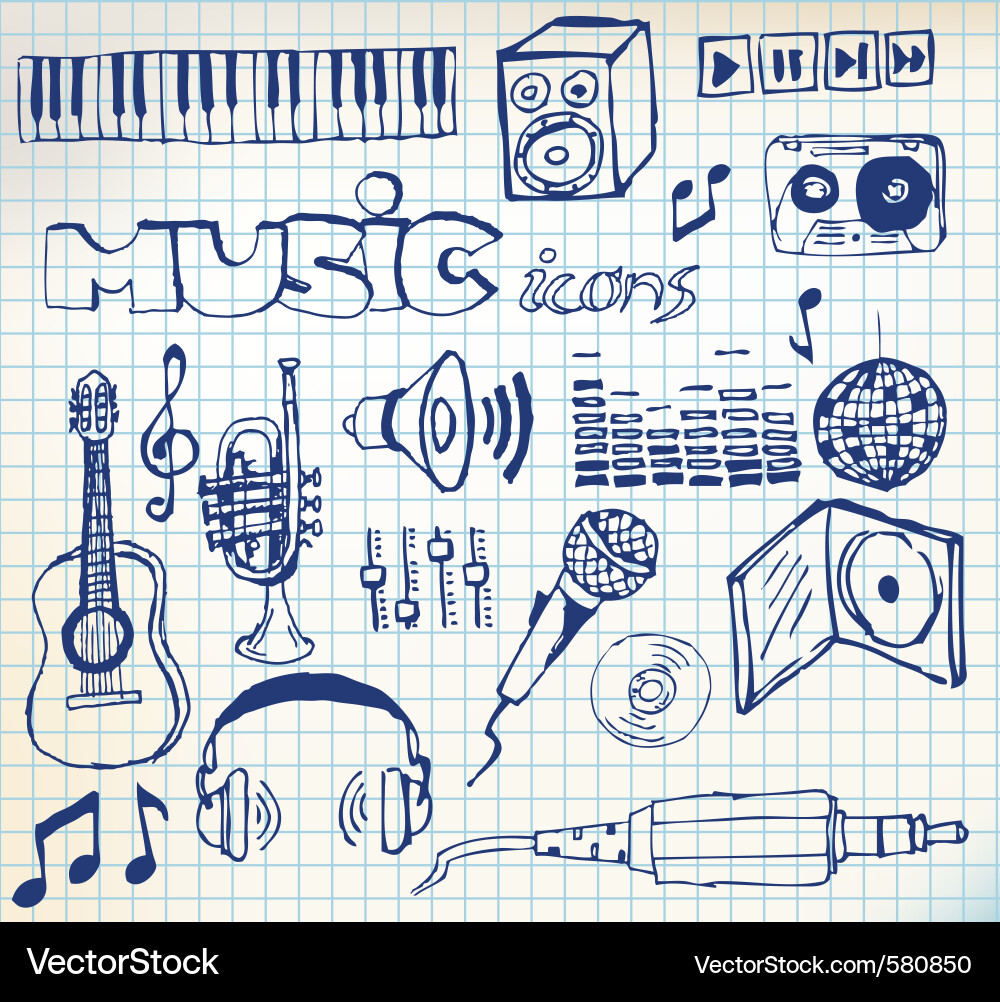 Music Doodle Icons - Set Vector Image