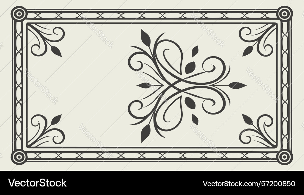 Ornate rectangular frame for elegant document vector image