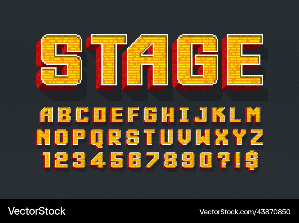 Pixel alphabet design stilisiert wie in 8 Pixel alphabet design stilisiert wie in 8 vektorbild