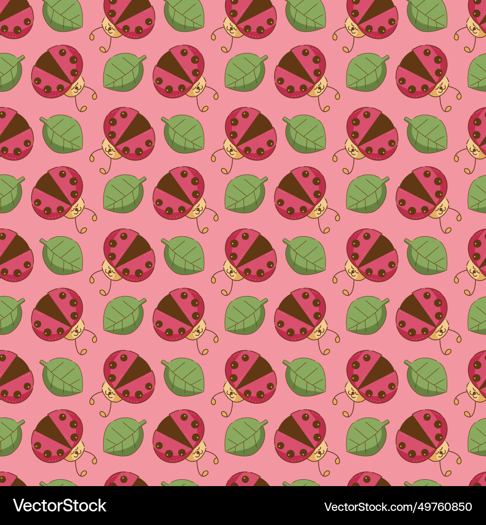 Seamless pattern with cute ladybug character Seamless pattern with cute ladybug character vector image