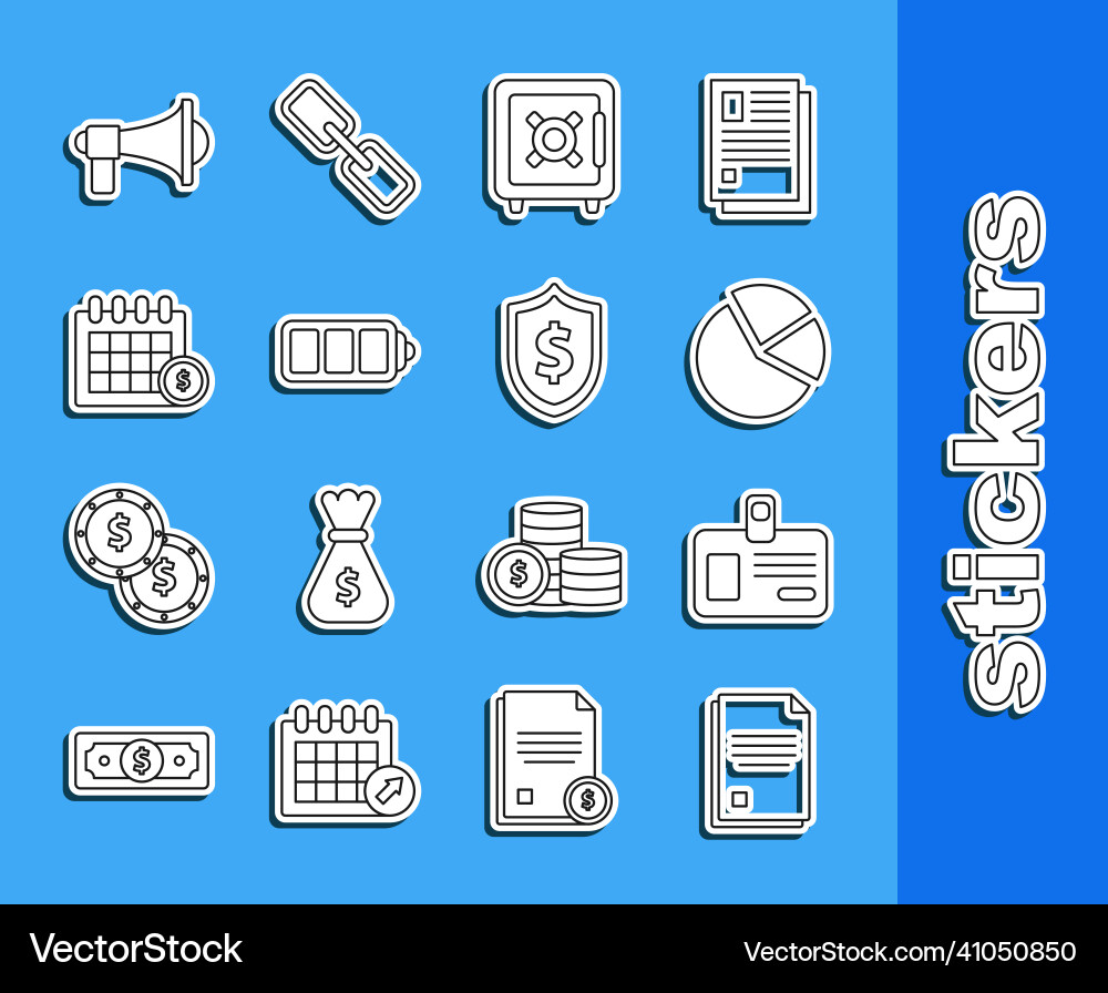 Set line file document identification badge pie Vector Image