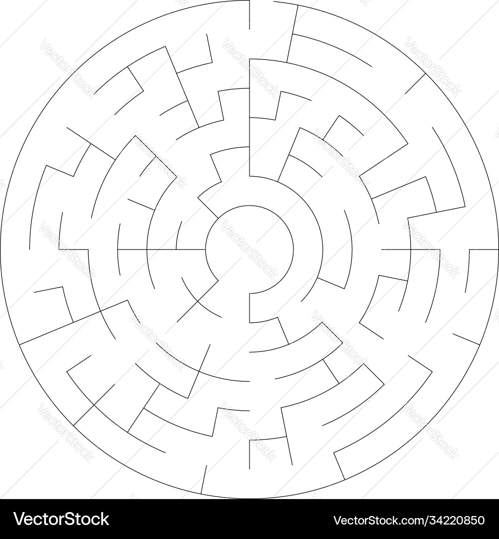 Solvable circle circular maze labyrinth puzzle Solvable circle circular maze labyrinth puzzle Vector Image