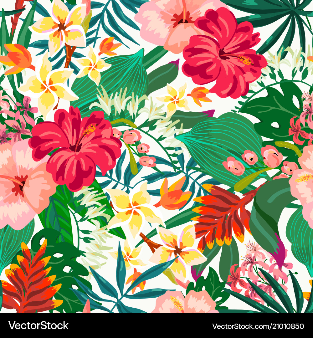 Tropical Floral Seamless Pattern Vector Image