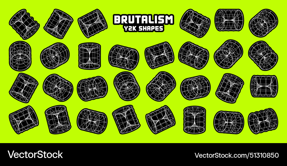 Wireframe lined shapes perspective mesh 3d grid vector image