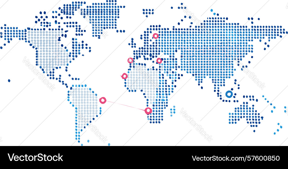 World map with data points in blue design vector image