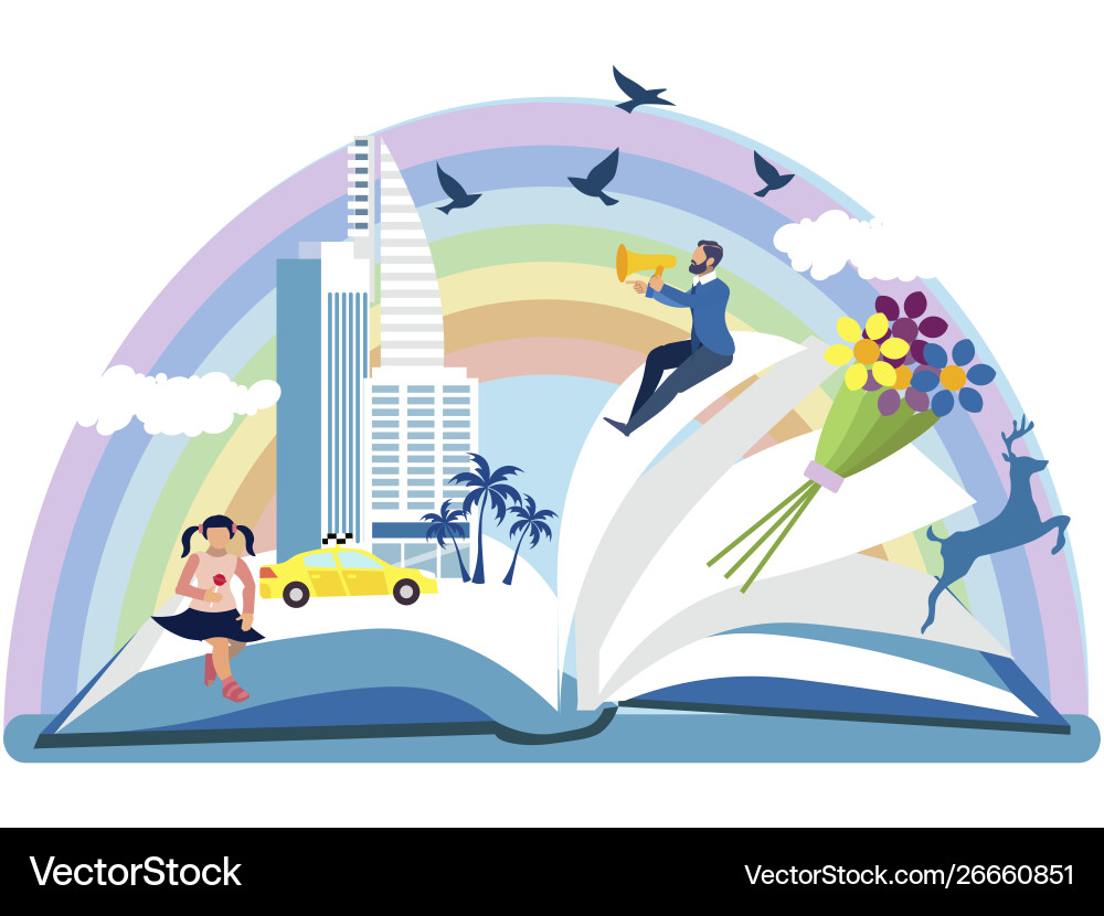 An open book from which story is visible An open book from which story is visible vector image