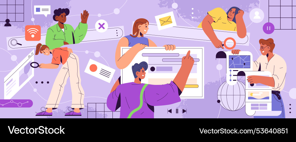 Banner of web search system with ui element Banner of web search system with ui element Vector Image