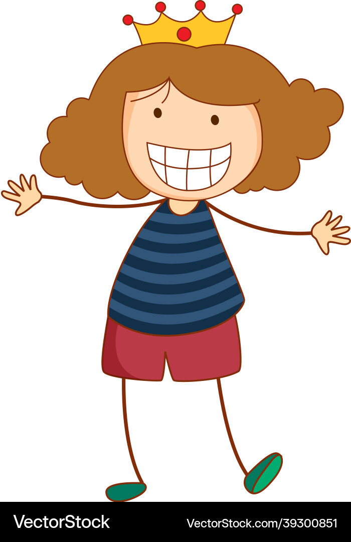 Cute girl cartoon character in hand drawn doodle Cute girl cartoon character in hand drawn doodle vector image