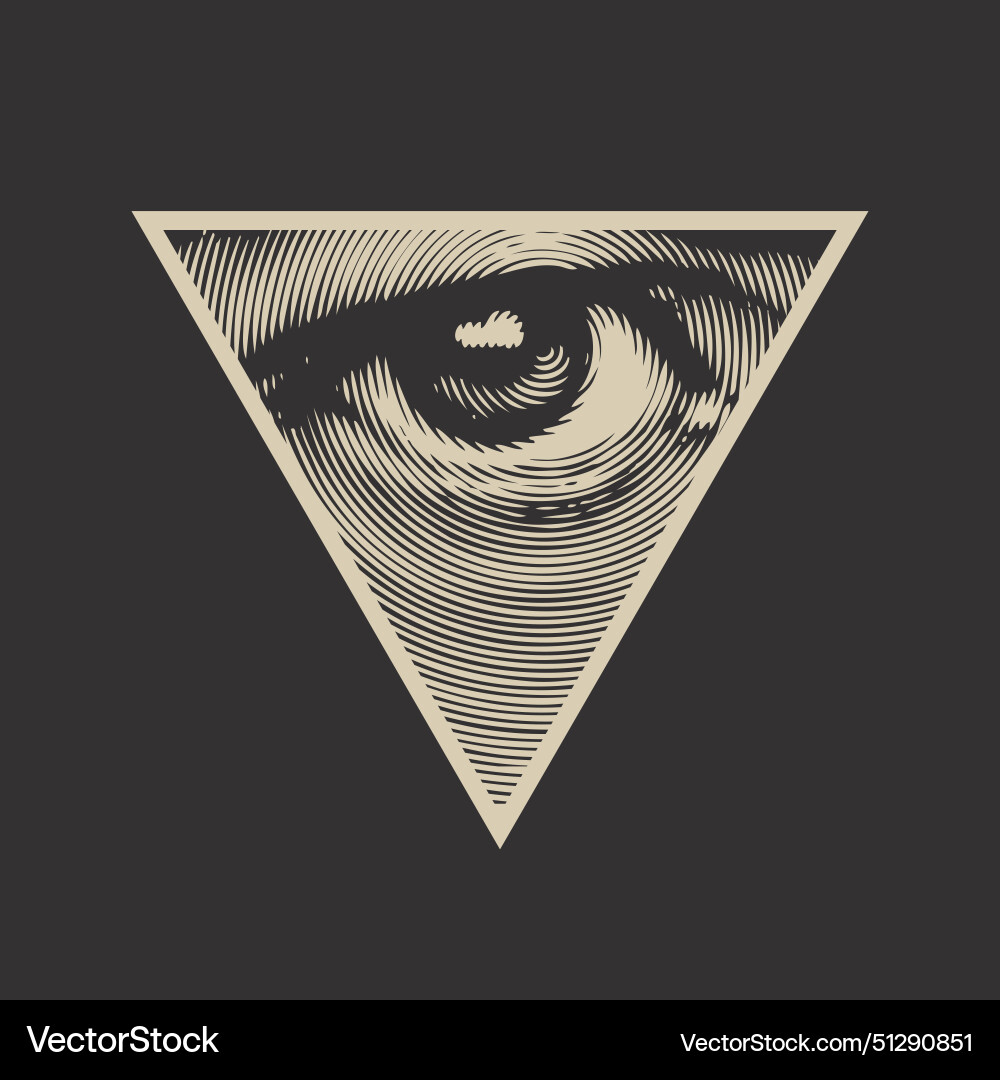 Eye of providence in a triangular pyramid Eye of providence in a triangular pyramid vector image