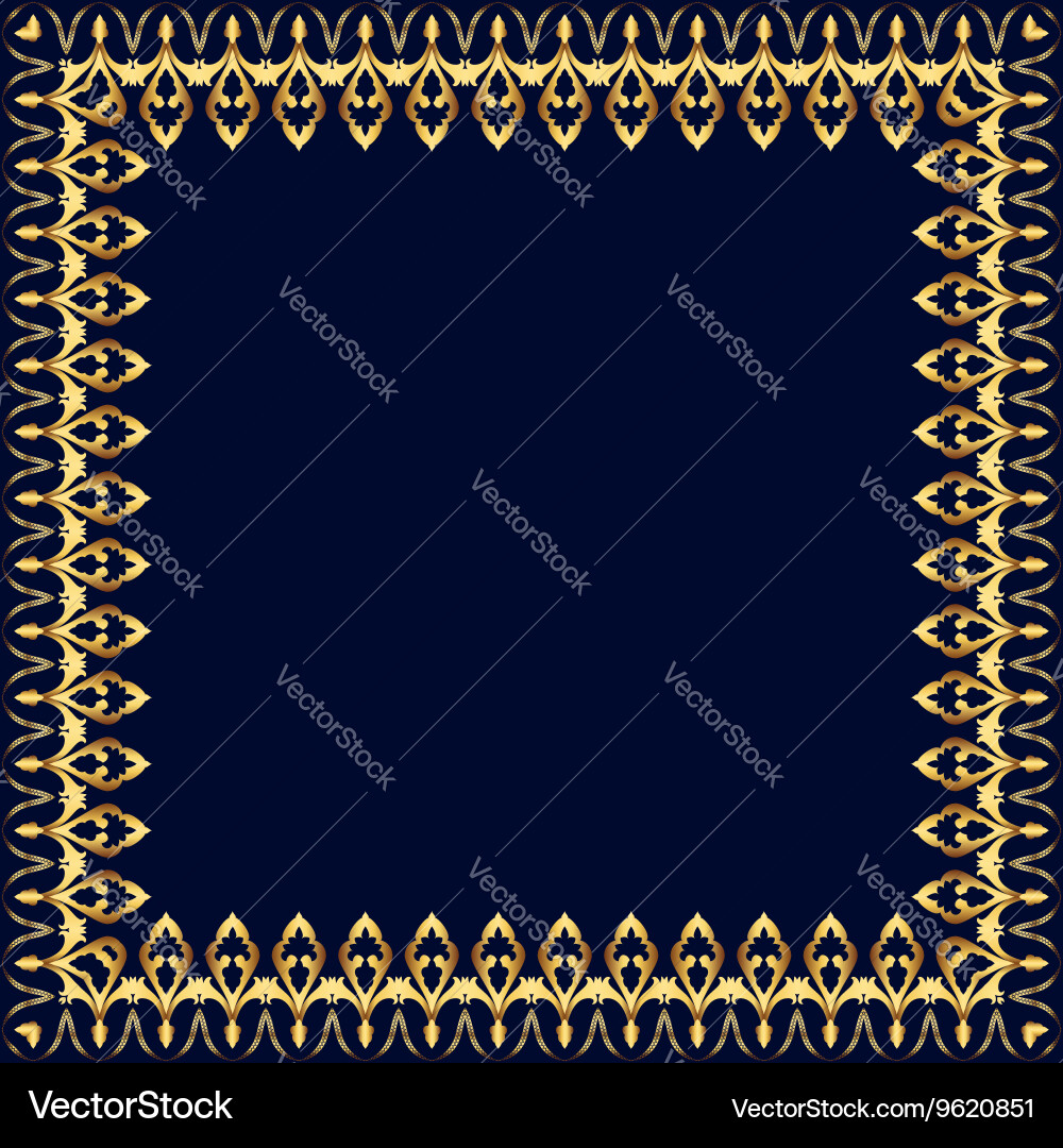 Frame with gold pattern on a blue background vector image