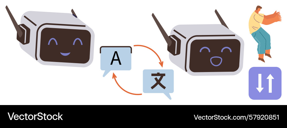 Friendly ai robots translating languages Vector Image