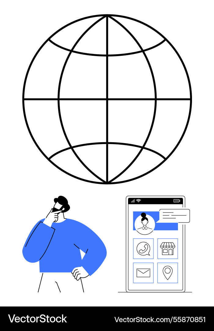 Global communication concept with user browsing Vector Image